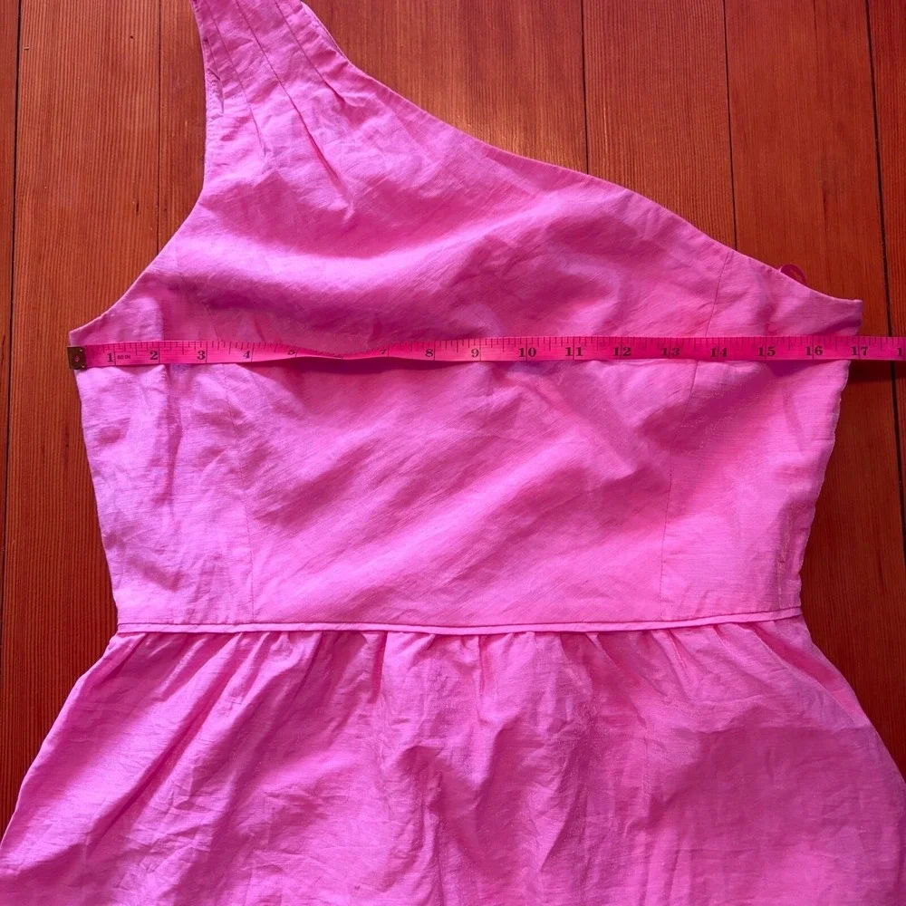 J.Crew‎ One Shoulder Pink Party Dress Linen Blend Cocktail Size 8
